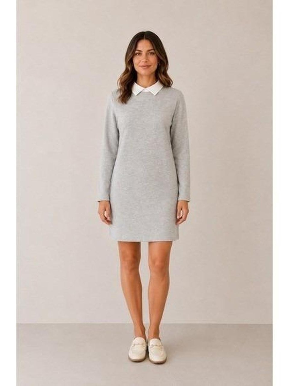 Zara Light Gray Dress with White Collar